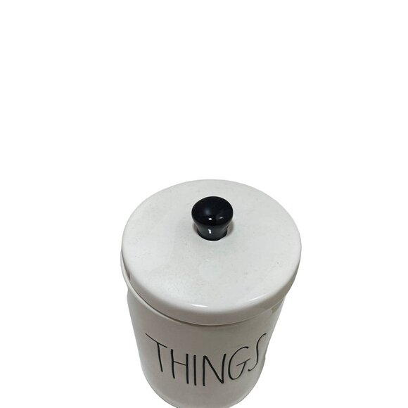 Rae Dunn "THINGS" Canister Ceramic 2 PC. White With Black LL NEW - Picture 2 of 3